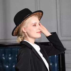 Black Fedora Hat with Animal Print base